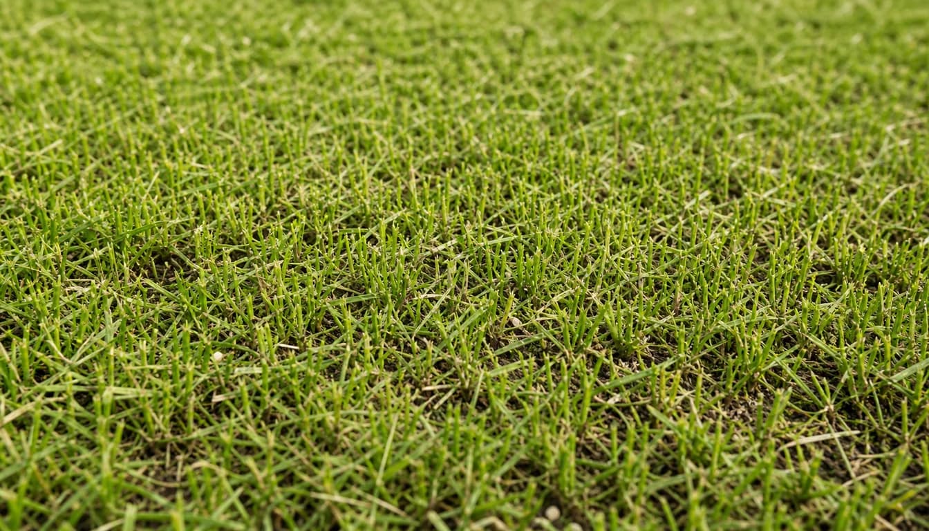 close view of new grass after first mow showing blade tips
