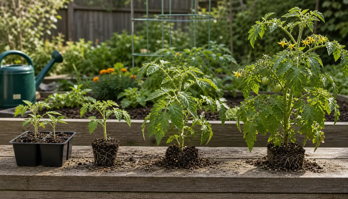 tomato plant growth stages from seedling to flowering