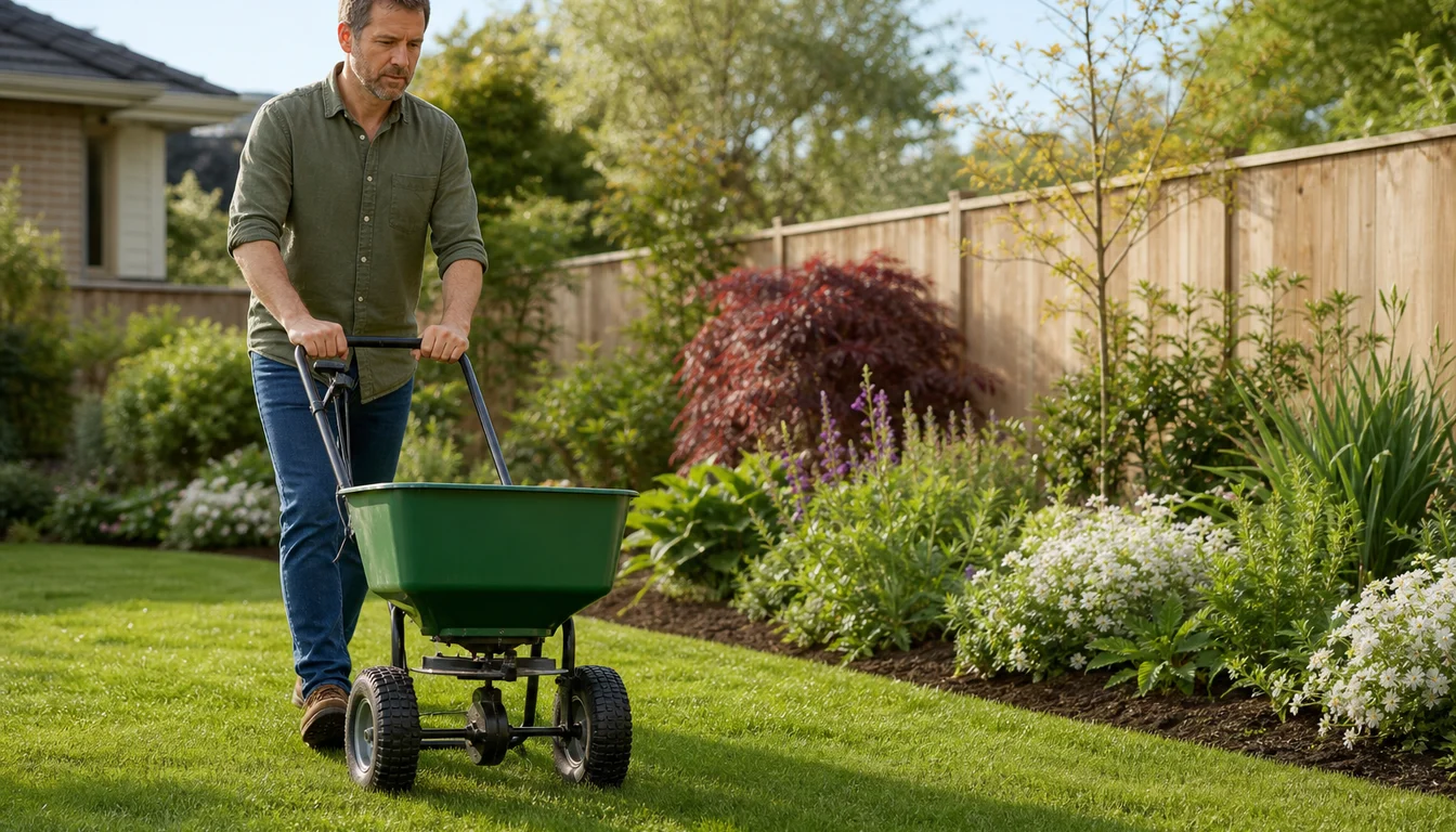 seasonal lawn fertilizer calendar laid out on clipboard