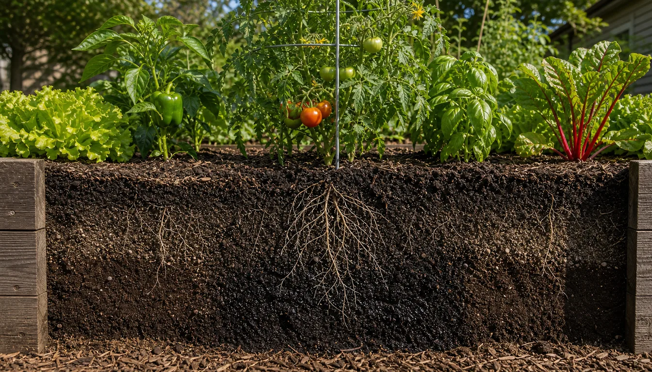 garden soil cross section showing moisture levels by time of day