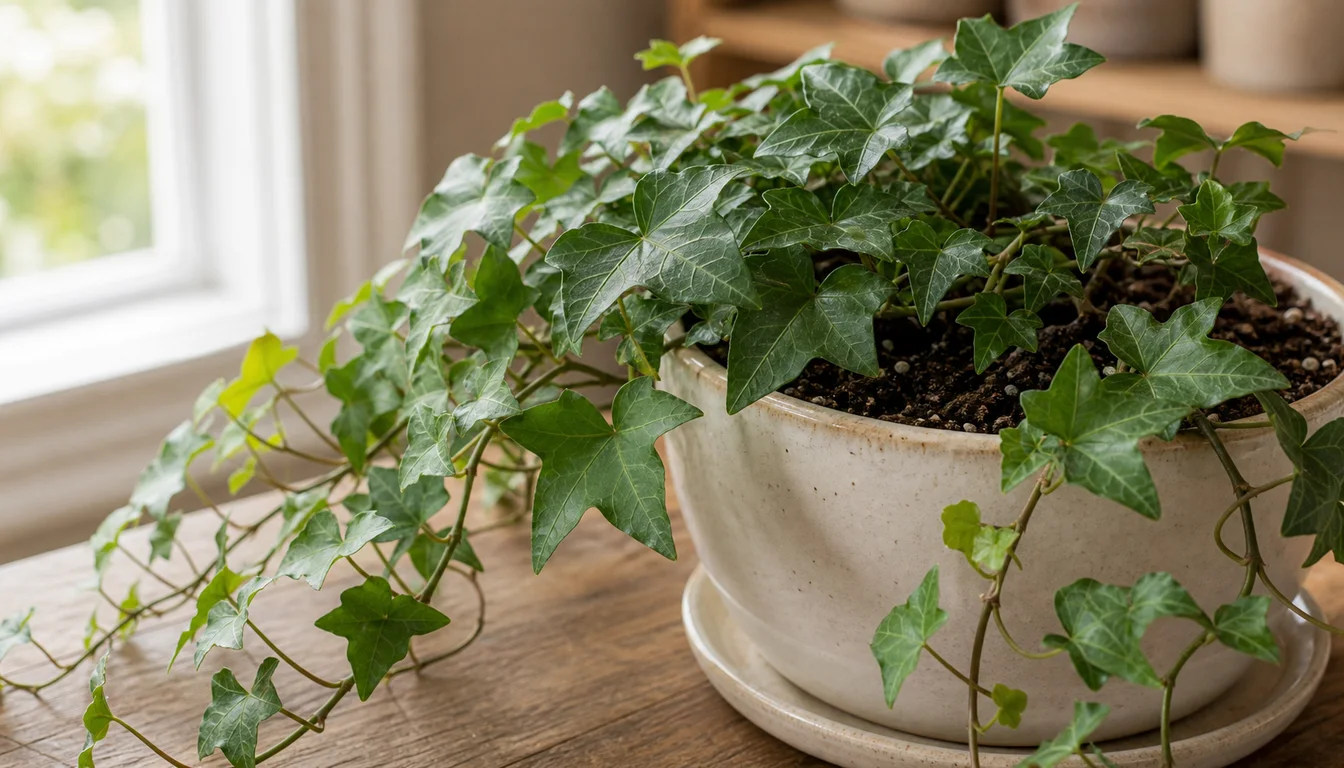 English ivy leaf undersides being inspected over a sink for mites and dust