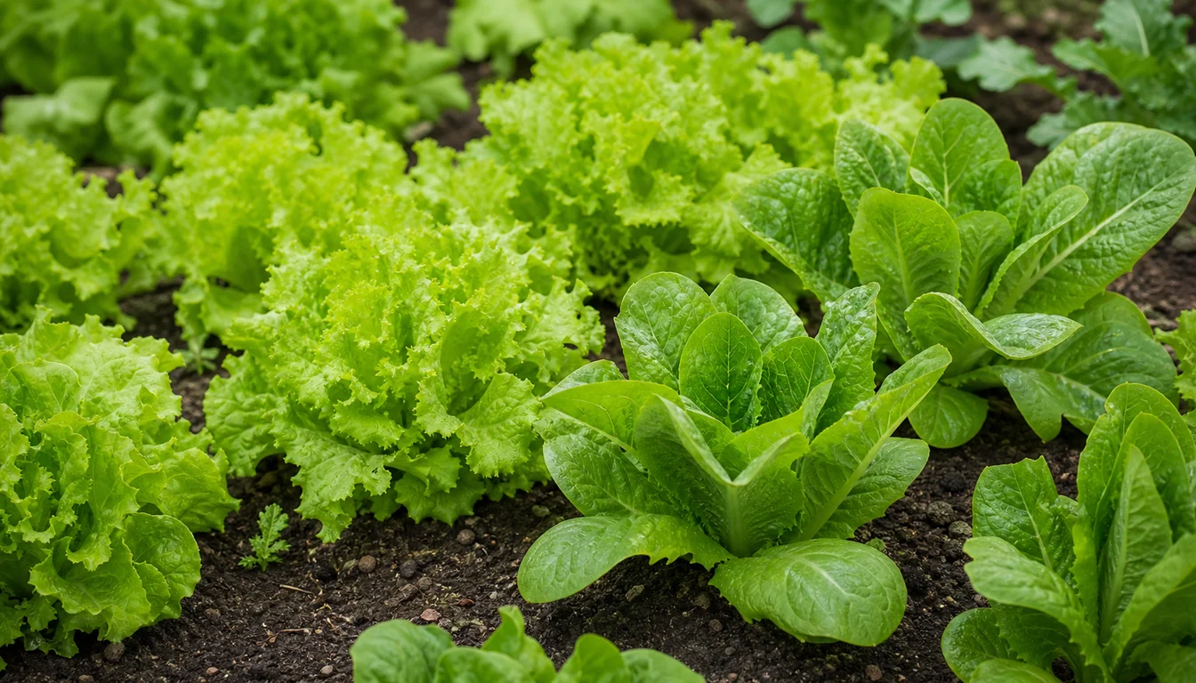Outer lettuce leaves being cut from a baby-leaf patch while centers remain intact