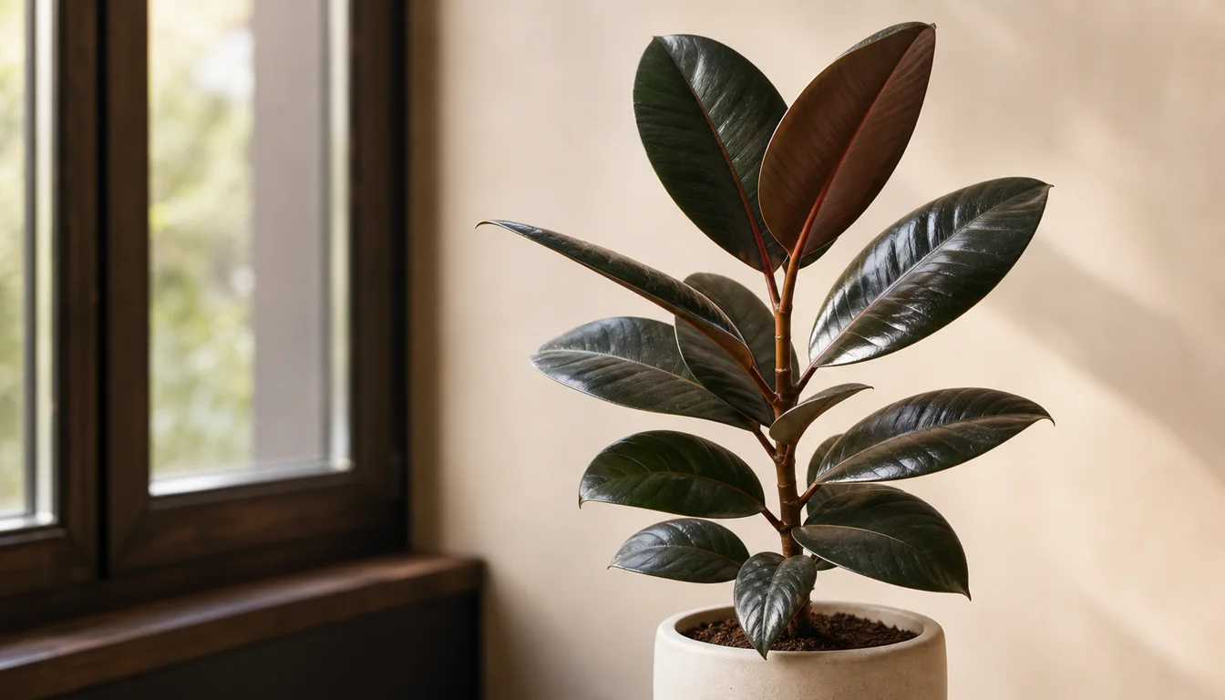 Rubber Tree houseplant in a pot